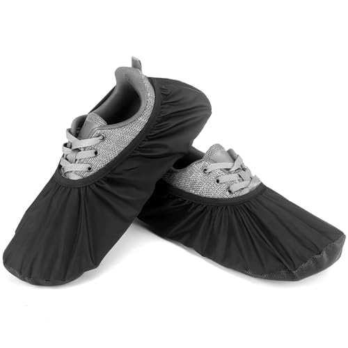 Bowling Shoe Covers for Men Women Waterproof Reusable Bowling Shoe Covers Non-Slip Shoes Protector Cover Essential Accessories Gifts for Sport Floor Protection Size L for Mens 9-12 Black