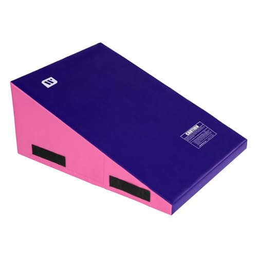 We Sell Mats Preschool Gymnastics Incline Mat, Cheese Wedge Skill Shape, Tumbling Mat for Gymnastics Training, Cheerleading and Obstacle Courses, Purple / Pink