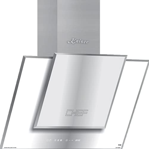 Kaiser Campana extractora de 80 cm AT 8409 FW ECO, campana de pared, cristal blanco, diseño de acero inoxidable, 3 niveles de control táctil