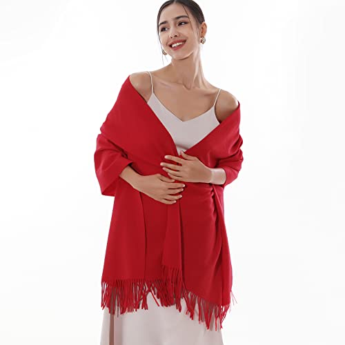 image for RIIQIICHY Winter Scarf for Women Red Pashmina Shawls Wraps for Evening