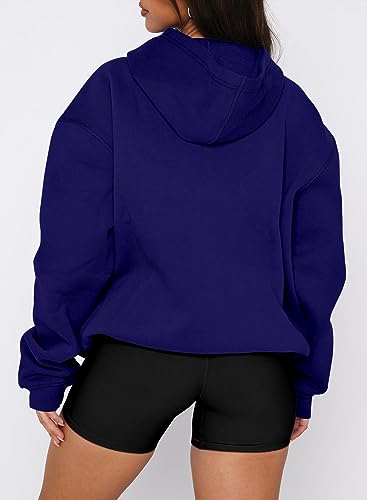 onlypuff Women Hoodies Casual Pullover Long Sleeve Sweatshirt Kangaroo Pocket Drop Shoulder Sweater