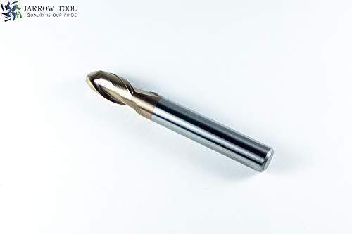 Image of Carbide Ball Nose End Mill for CNC Machine Milling Tools, for Alloy Steels /Hardened Metals - 2 Flute - 55HRC TiAlN Coated (1Pcs, 3 /8)