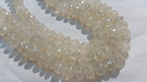Calcédoine 10mm LKBEADS perles rondelles facettées crème loisirs créatifs fil de 14" pour bijoux