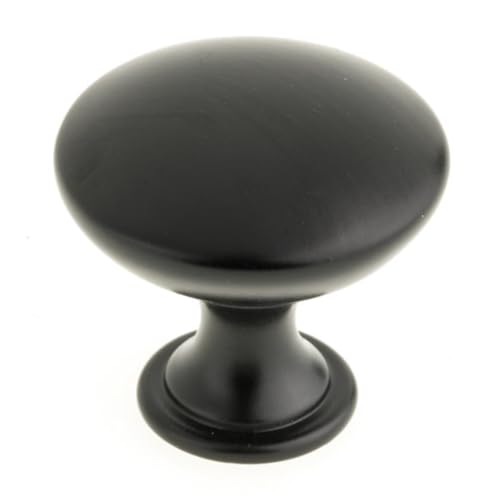 Image of Richelieu Hardware BP904125900 Copperfield Collection 1-inch (25 mm) Matte Black Functional Cabinet and Drawer Mushroom Knob for Kitchen, Bathroom, and Furniture