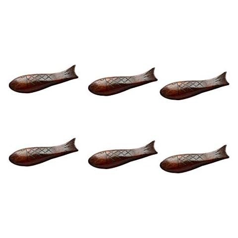 BESTONZON 6 Stücke Japanischen Stil Natürliche Holz Stäbchen Ruht Handgemachte Runde Trommel Fisch Stäbchen Halter Gabel Messer Halter Rack Cover