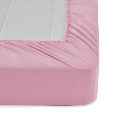 Image of Amazon Basics 7-Piece Soft Microfiber Kid's Bed-in-a-Bag Bedding Set, Full /Queen, Pink, Solid