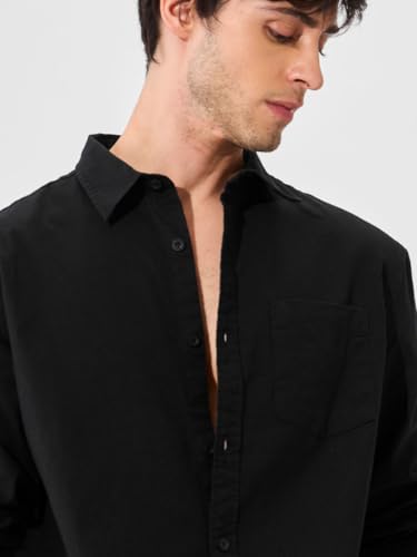 Image of The Souled Store Solid Linen: Beige Color Men and Boys Regular Outdoor Fit Full Sleeve Collared Neck Spread Collar Casual Wear Stylish Comfortable Premium Elegant Cotton Shirts