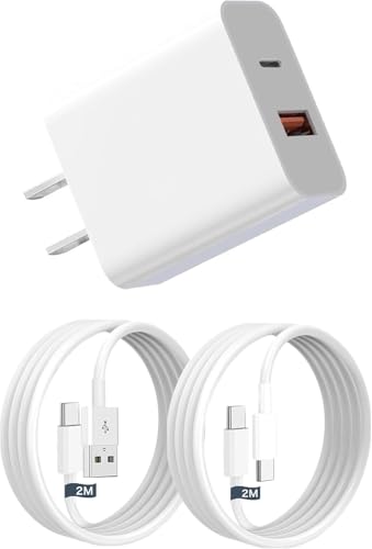 iPhone タイプc 充電器USB Type-C充電器 PD20W急速充電対応 USB-A & Type-C コンセント式電源アダプター 2ポート搭載 iPhone 17air/pro max/16/15/14/13/SE3 iPad、Android/タブレット各種対応/AC データケーブルと USB Type-C(CC)急速充電ケーブルを各 1 本付属しています (2m2m)
