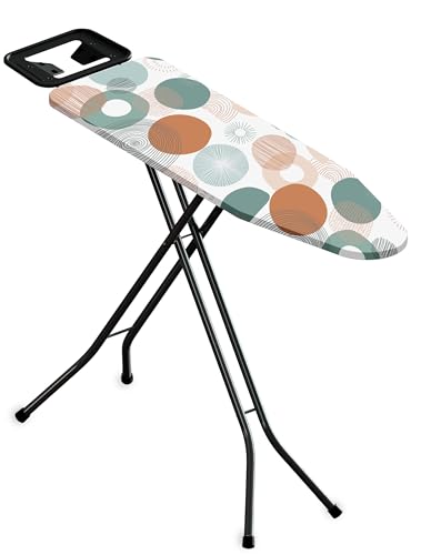 MENKËLL - Asse da stiro 33x110 cm - In acciaio con leva pieghevole, salvaspazio con Poggiaferro integrato, piedi antiscivolo, regolabile (Cerchi ASS-253)