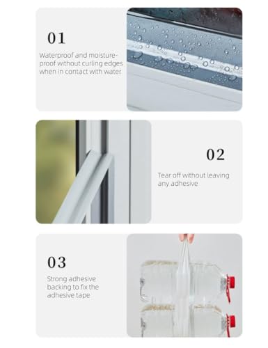 Image of bepisof1 roll of White Moisture-Proof Tape, 2 Inch x 33 Ft, Suitable for Bottom Seams, Insulation Repair, and Door and Window air Leakage Prevention