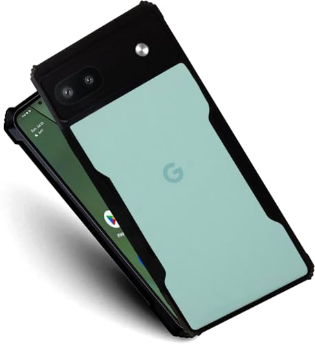 Image of AIBEX Crystal Clear Back Cover Case for Google Pixel 6A | 360 Degree Protection | Shock Proof Design | Transparent Back Cover Case (PC & TPU, Black Bumper)