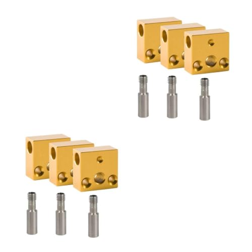 Mobestech 2sets Printer Hot End Aluminum Heater Block Stainless Steel Throat for Printer Heating