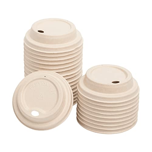 KARAT EARTH KE-BDL508N 80mm PFAS Free Bagasse Sipper Dome Lid for 8oz. Hot Cup, Natural - Case of 500 pcs
