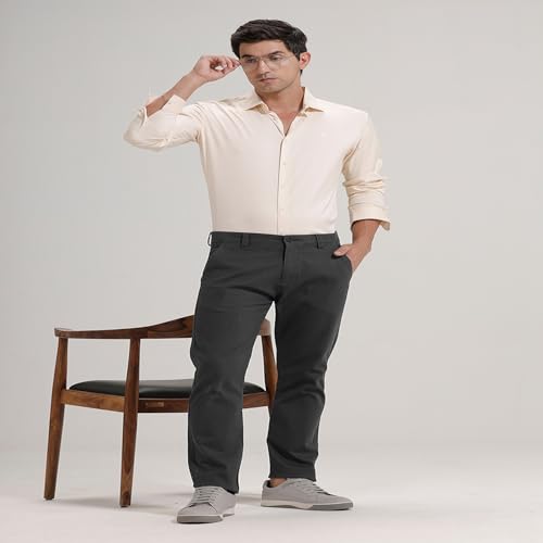 Image of BASICS Premium Cotton Stretch Formal Trousers for Men | Office Pants