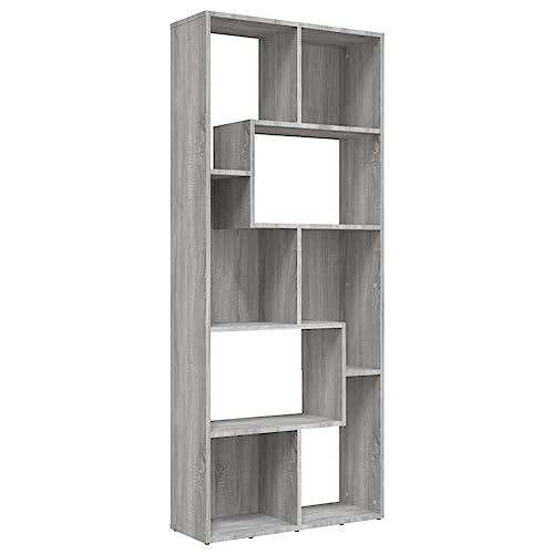 vidaXL Bibliothèque Étagère de Rangement Armoire à Livres Organisateur Meuble de Rangement Intérieur Sonoma Gris 67x24x161 cm Bois d'Ingénierie