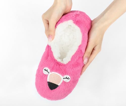 Image of Keyela Women Fuzzy Animal Slipper Socks, Non Slip Indoor House Slippers | Soft fuzzy plush material, cute animal design with gripper sole for bedroom, lounge indoor daily wear