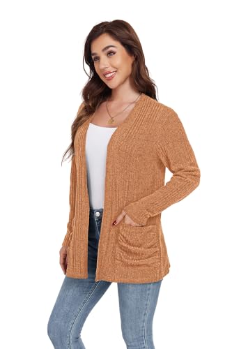 Image of GRECERELLE Womens Long Sleeve Lightweight Open Front V-Neck Casual Cardigan Sweaters Outerwear with Pockets 2025, S-2XL