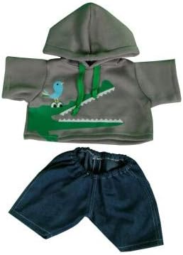 Crocodile Hoodie & Denim Pants Cuddles Outfit / Teddy Clothes fits 15-16 inch (40cm) Teddies & Build a Bear