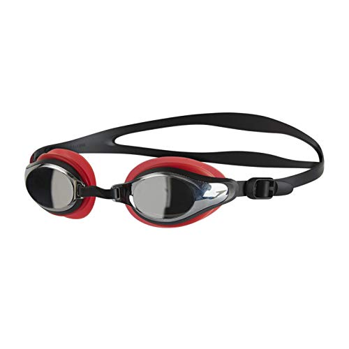 Speedo Mariner Supreme Mirror Gafas de natación, Unisex Adulto, Rojo Lava/Negro/Cromo, One Size