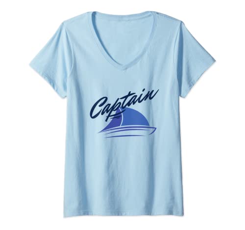 Womens Captain Sailing boat Design for sailors & skippers V-Neck T-Shirt