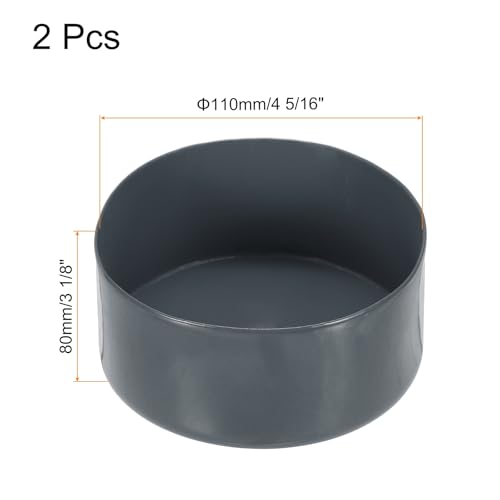 Image of uxcell 2pcs Rubber End Caps 110mm(4 5 /16 Inch) ID x 80mm(3 1 /8 Inch) H Vinyl Round Tube Bolt Cap Cover Screw Thread Protectors Dark Grey