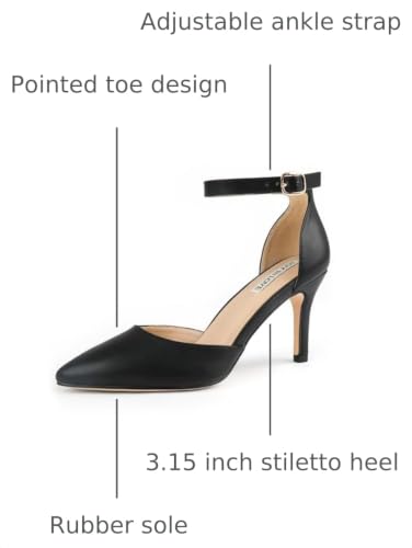 Image of JOY IN LOVE Closed Toe Heels Pumps for Women 3IN Stiletto Pointed Toe Ankle Strap Heels