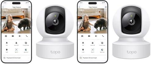 Tapo TP-Link Smart Pan/Tilt AI Home Security Camera, Wireless/Wired Ethernet Connection, 1080P, 360° Free AI Tracking, Two-Way Audio, Night Vision, Baby Monitor, Detection and Notifications(Tapo C202)