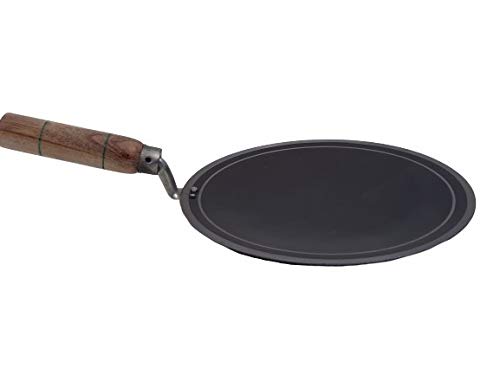 LooksGood 100% Iron Roti tawa with Wooden Handle, 2 mm thick/24.5 cm Dia Tawa 24.5 cm Diameter (Iron) 1