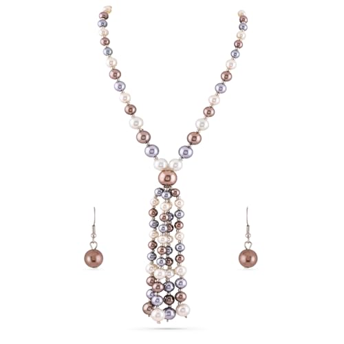Image of Rubans Pearl Necklace Set Traditional Statement Jewellery Gift for Women & Girls