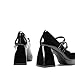 DREAM PAIRS Women's Platform Mary Jane High Chunky Closed Toe Heels Block Square Toe Double Strap Dress Pumps Fashion Party Y2K Shoes,Size 8.5,Black-Pat,DWUMPU2572
