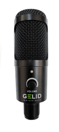 GELID Voce czarny mikrofon USB – PC mikrofon pojemnościowy do podcastów, streamingu i śpiewu, kompletny zestaw z uchwytem stołowym, mikrofonem