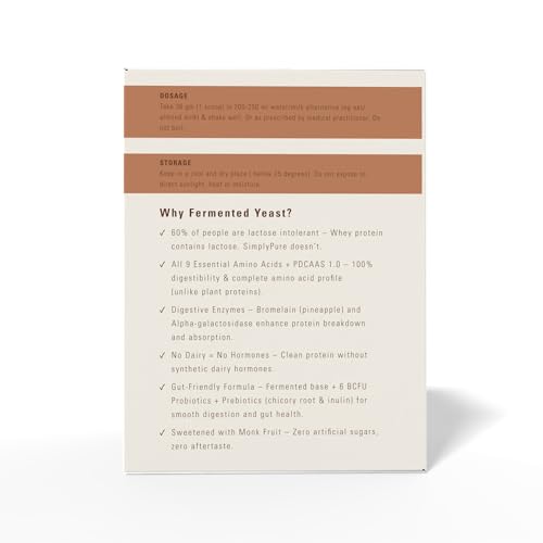 Image of SimplyPure Fermented Yeast Protein Powder - Cold Coffee | 288g (8 Sachets) | 25.5g Complete Protein | Muscle Recovery & Lean Muscle Support | Vegan Protein Powder for Gym, Fitness & Active Lifestyle | PDCAAS 1.0 | Easy to Digest with Probiotics & Enzymes