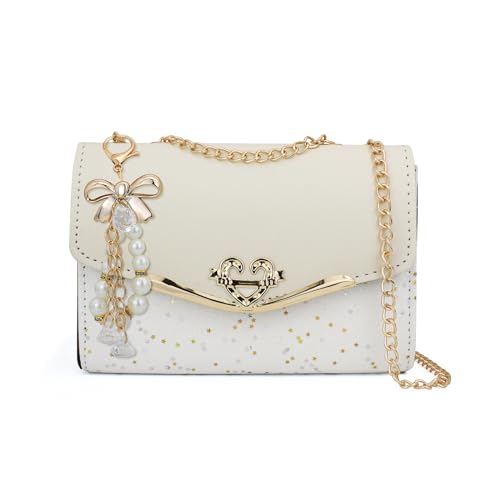 FuninCrea Shoulder Bag for Women, Leather Chain Strap Crossbody Bags Ladies Trendy Large Handbags Womens Purses Sling Bag