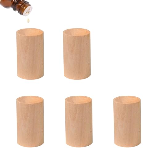 5 Pcs Wood Essential Oil Diffusers,Small Wood Fragrance DIffusers,Fragrance Retention,Wooden Aromatherapy Round Diffuser for Car,Home, Bathroom, Office, Toilet, Yoga Room, Sauna Room