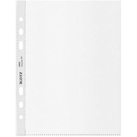Leitz A5 Pockets, Pack of 25, Punched Plastic Sleeves, Embossed Mat Surface, 100 Micron Thick, 100% Recyclable, Eco Friendly, Recycle Range, 40020003, Clear Cover