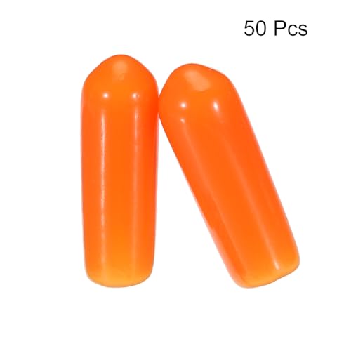 Image of MECCANIXITY 50pcs 4mm Rubber End Caps Cover PVC Vinyl Screw Thread Protector Round Wire Shelf Caps for Screw Bolt Pipe Fence Post, Orange