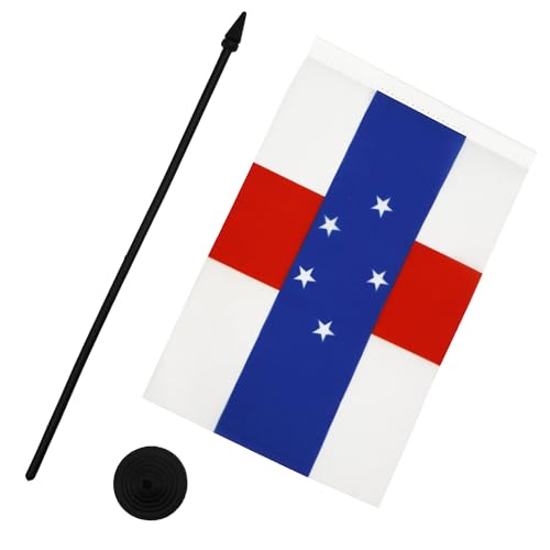 AZ FLAG Netherlands Antilles Table Flag 5'' x 8'', Dutch Office Decoration 100% Polyester 21 x 14 cm - Image 3