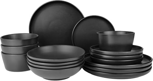 Reviews de Vajillas baratas del mes. 49 Juego de vajilla de cerámica,Vajilla Para 4 Personas,Juego de vajilla para cocina, Juegos de platos y cuencos,apto para microondas y lavavajillas(16 piezas) (16, Negro)