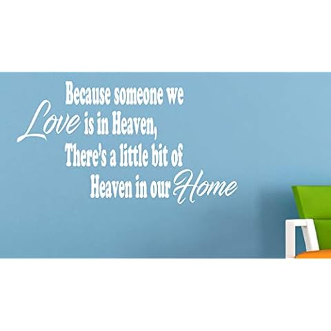 WallArtStickerUS 18" x 12" Because Someone we Love is in Heaven Family Motivational Words Lettering Love Vinyl Decals Stickers Decor Decal Home Cover