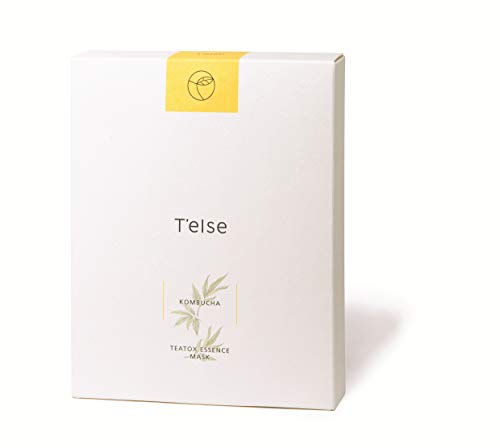 T'ELSE Kombucha Essence Mask with Hyaluronic Acid, pH Balanced Detox Facial Sheet Mask for Relieve Skin Sensitivity, 5 Count
