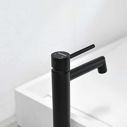 Dicoya Matte Black Vessel Sink Faucet, Single Handle Tall Basin Faucet For Sink Above Counter, Modern Countertop Bathroom Design, 304 Stainless Steel, One Hole #TOP6