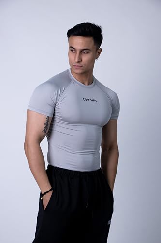 Image of COITONIC Men Compression Half Sleeves Round Neck T-Shirt for Gym and Sports Wear