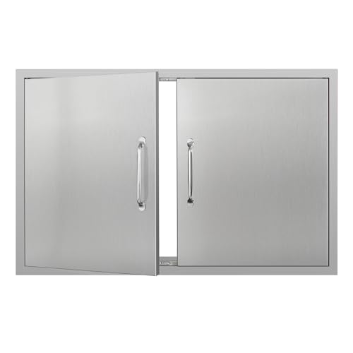 Outdoor-Kitchen-Doors-36W-x-23H-Inch-Stainless-Steel-Doors-Access-Door-with-Handles-Double-Access-Cabinet-Door-Flush-Mount-for-Grilling-Station-Outdoor-Kitchens-BBQ-Island-Cabinet-Silver Outdoor Kitchen Doors 36W x 23H Inch Stainless Steel Doors Access Door with Handles Double Access Cabinet Door Flush Mount for Grilling Station Outdoor Kitchens BBQ Island Cabinet Silver
