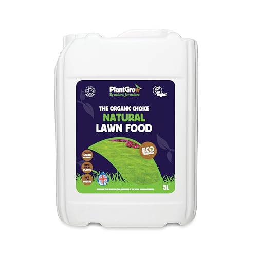 Plant Grow Organic Natural Lawn Food - Eco Friendly Grass Fertiliser - Weed and Feed Lawn Treatment - Concentrated Liquid Lawn Feed 1l / 5l / 10l (5 litre)