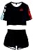 YIMIAO Mädchen Damen T-Shirt Shorts Casual Sport Short Set 3D printing Anime My Hero Academia Cosplay T Shirts und Shorts Outfits Sommer Kurzarmshorts(S)