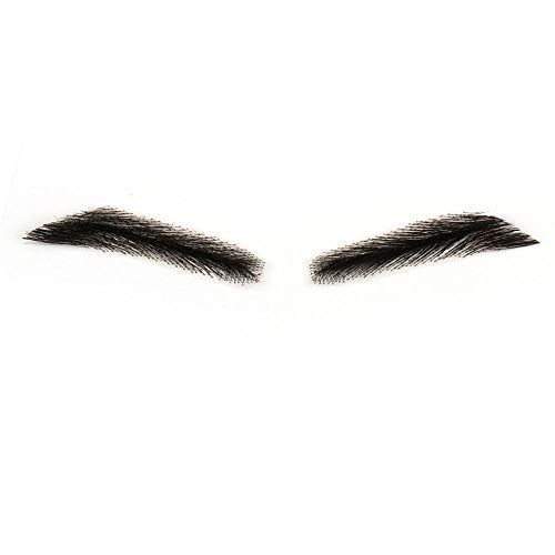 100% Human Hair False Brows for Men and Women Re-Usable Lace Base Fake Eyebrows Black Color (MM-A3)
