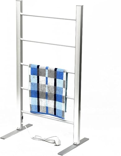 Sèche-serviettes 2 en 1 mural et à poser en aluminium avec 6 barres chauffantes