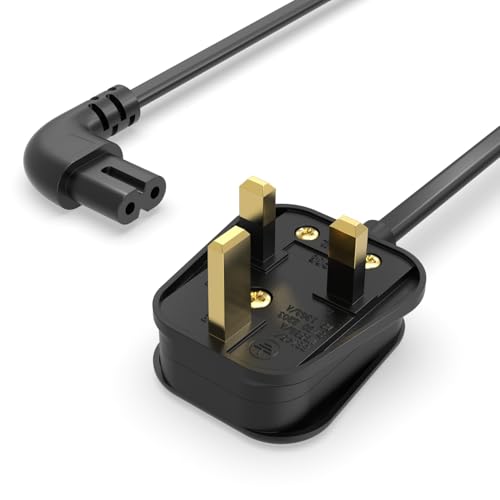Superer Cable de alimentación de 2 pines en ángulo recto de 2 m para PS5, PS4, PS3, Xbox Series X/S, Xbox One, TV – IEC C7 Figura 8, cable de alimentación estándar