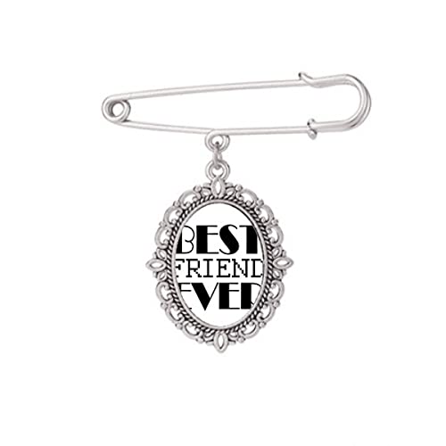 Broche art déco Best Friend Ever taille M en métal gravé
