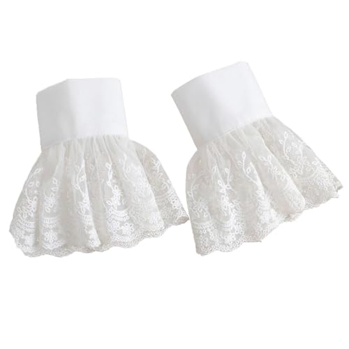 Lolita Accessories White Lace Sleeves False Cuffs Lace Wrist Cuffs White Fingerless Gloves for Women Girls